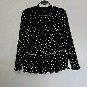 J. Crew pleaded Ruffled peplum top  with polka dot